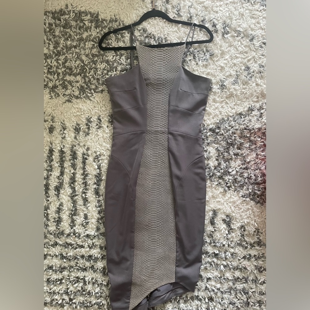 House of CB Grey Suede Snakeskin Dress in sz M